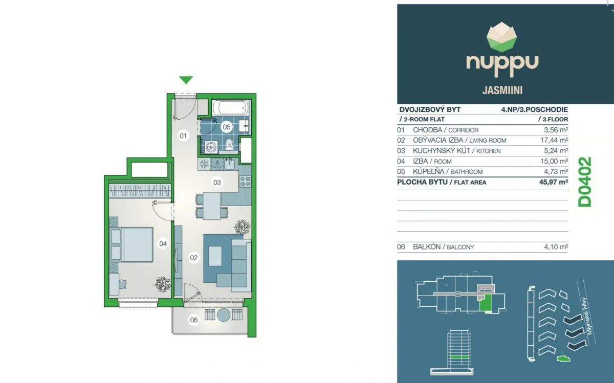 Новая двухкомнатная продажа Братислава Nuppu — фото 15