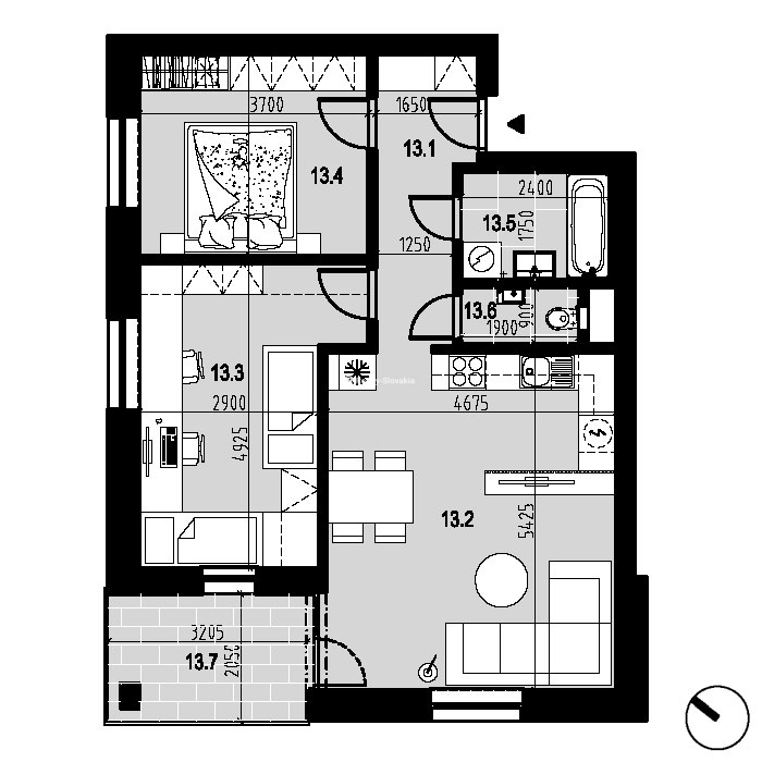 План трехкомнатной квартиры — 3-к квартира, продажа, Нова Дубница