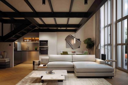Проект Danubius Lofts: Интерьер лофта с открытым пространством