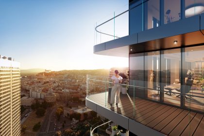 Проект Ister Tower: Балкон с видом на городской горизонт