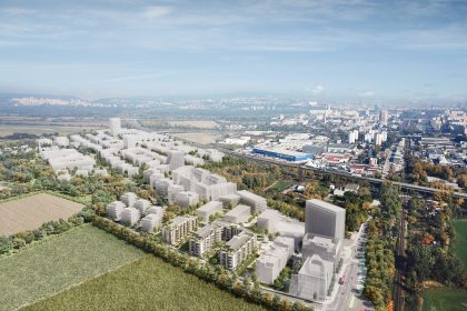 Проект Nesto: Панорама города с наложенной схемой застройки